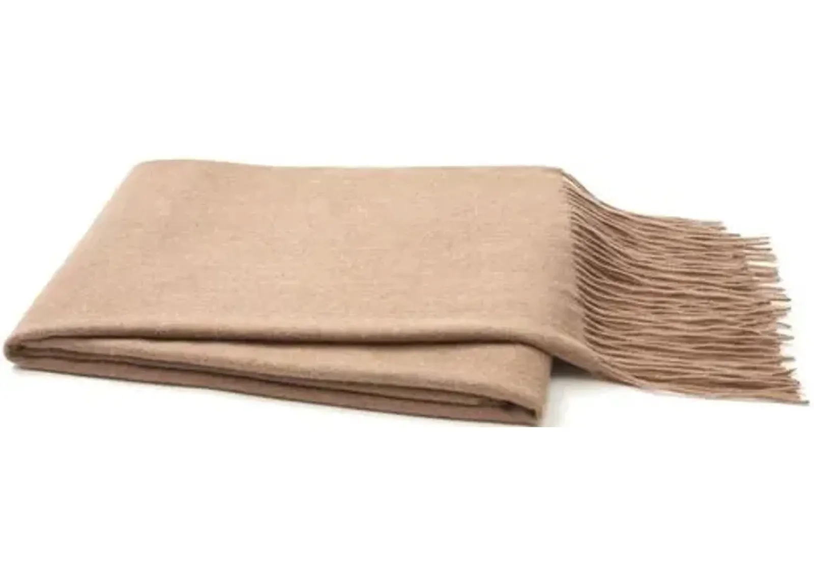 Cashmere-Blend Throw - Sand - Beige, Fringed