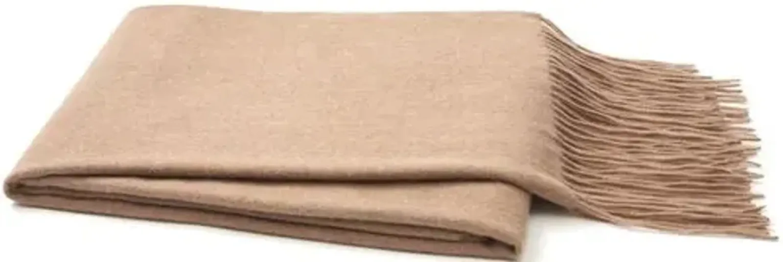 Cashmere-Blend Throw - Sand - Beige, Fringed