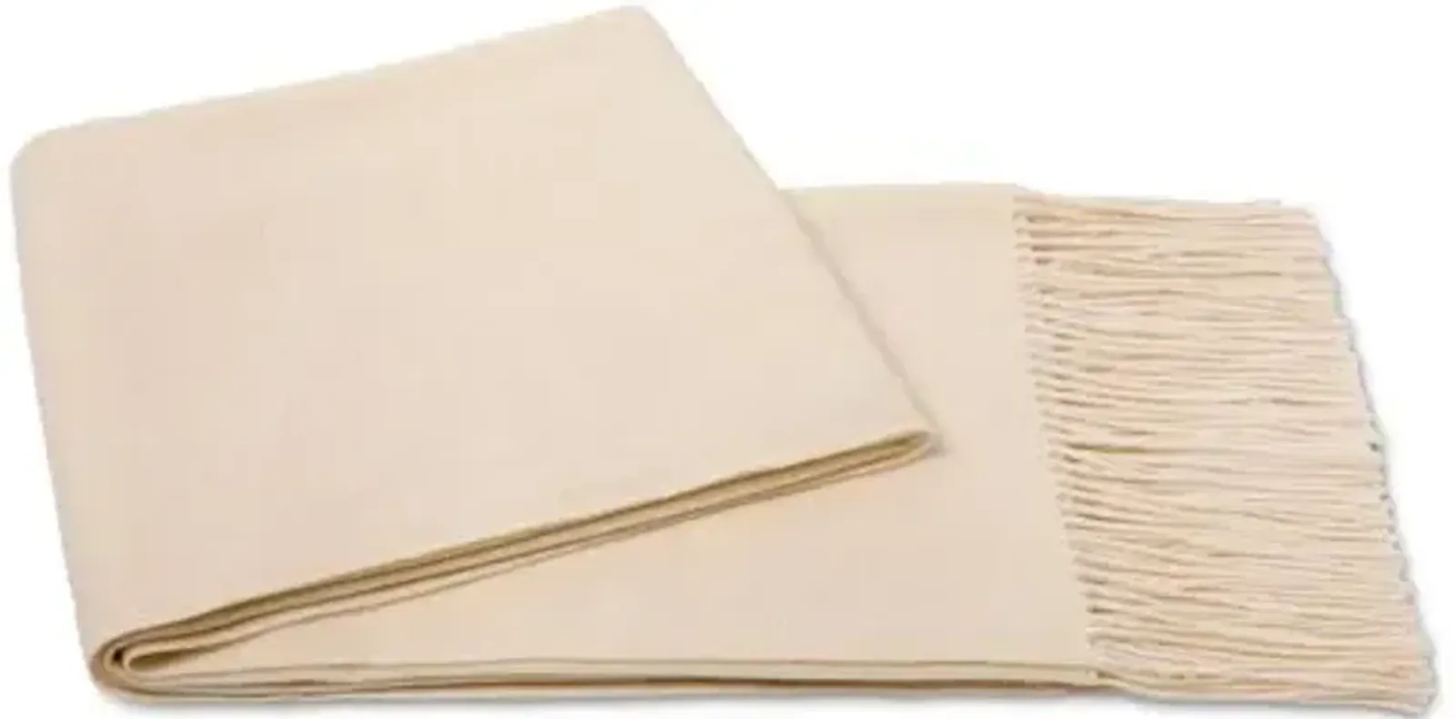 Cashmere-Blend Throw - Crème Fraiche - Ivory, Fringed