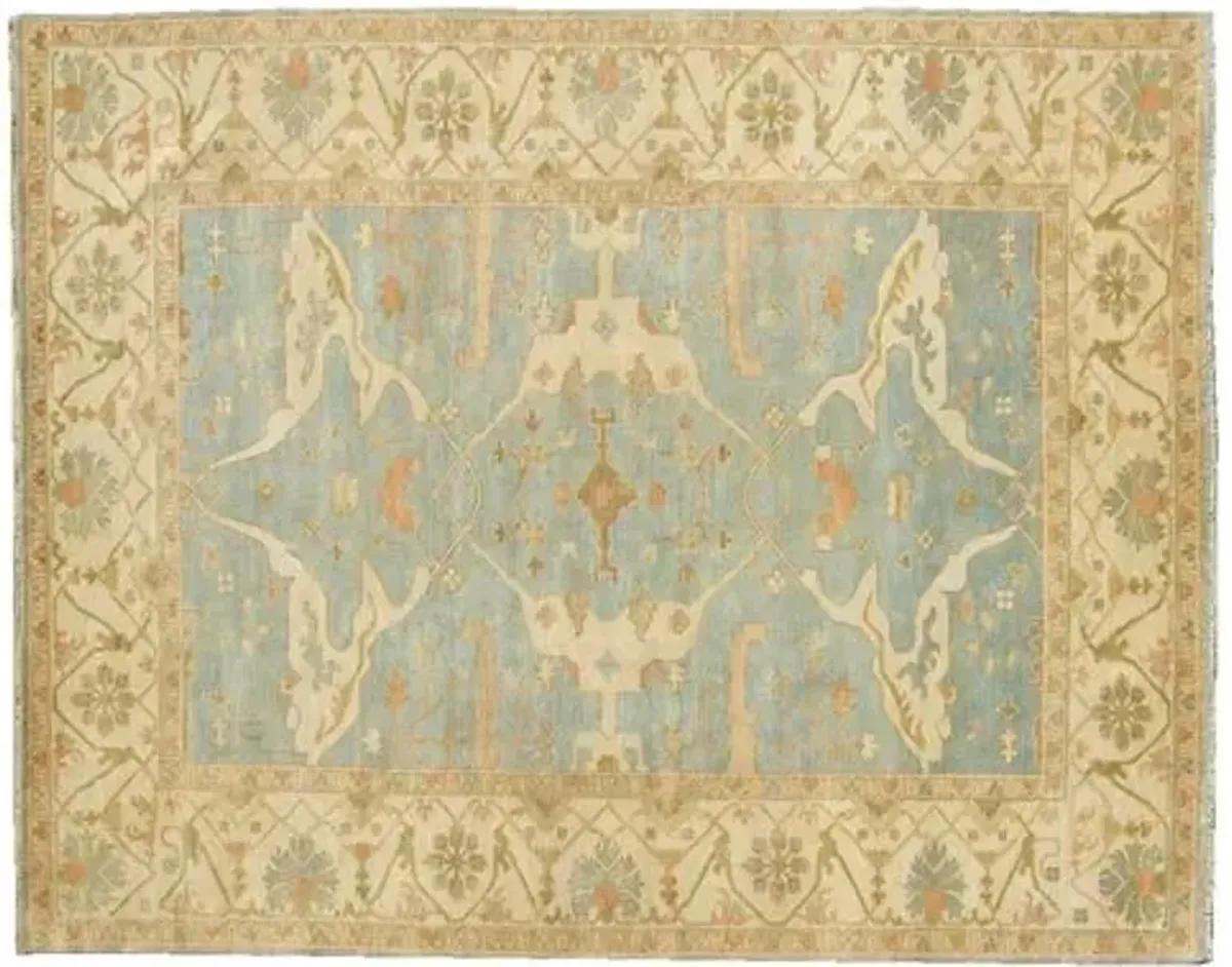 Turkish Oushak Rug - Blue/Ivory - Exquisite Rugs - Beige - Beige