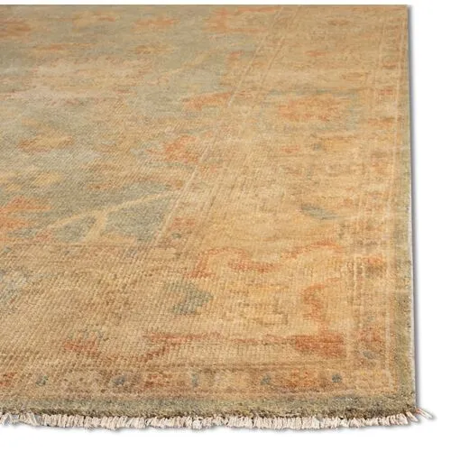 Mariel Oushak Rug - Green/Brown - Beige - Beige