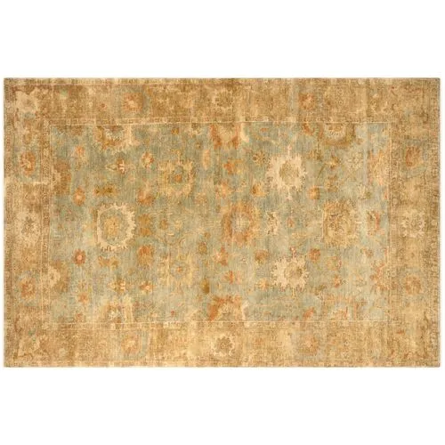 Mariel Oushak Rug - Green/Brown - Beige - Beige