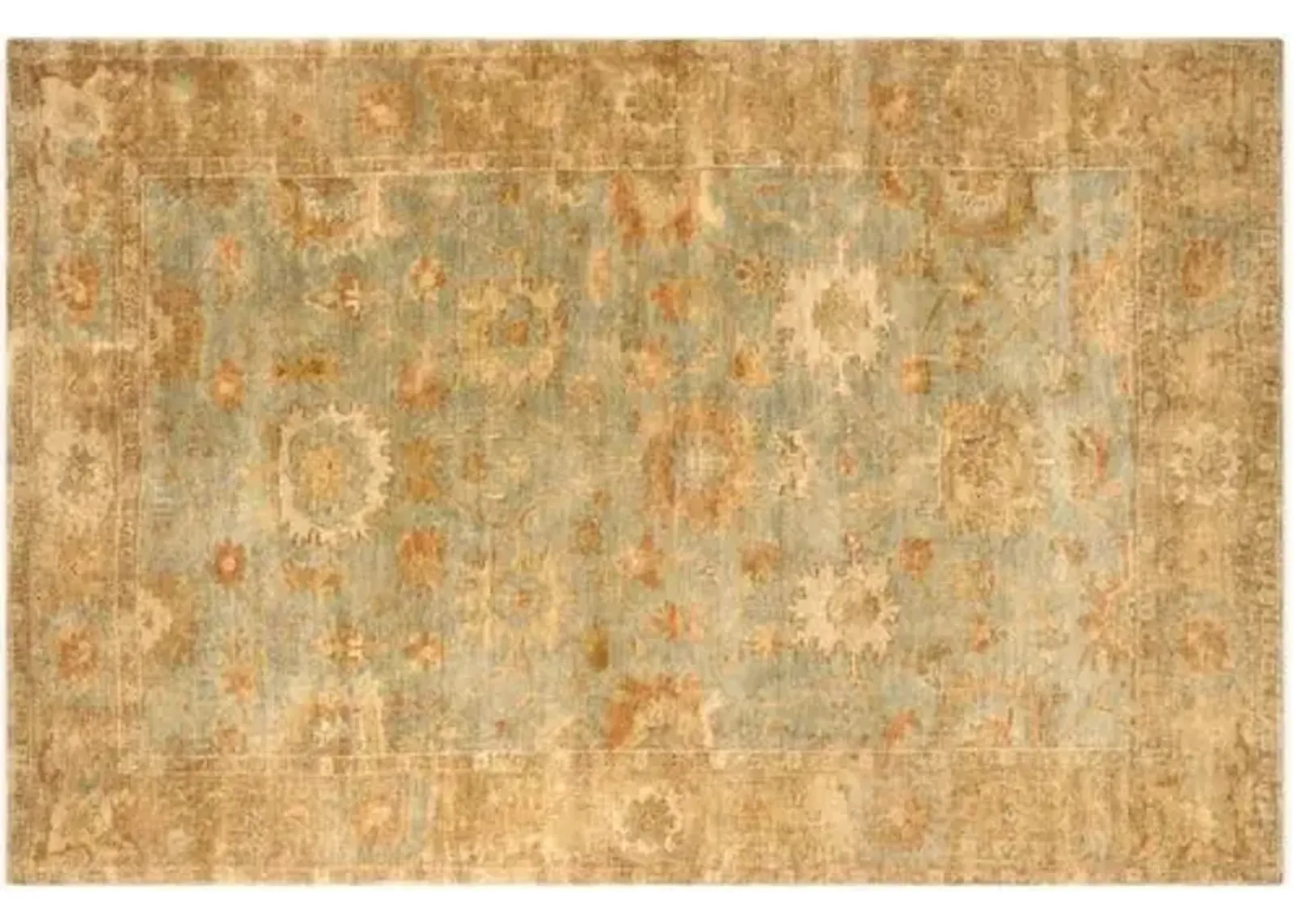 Mariel Oushak Rug - Green/Brown - Beige - Beige