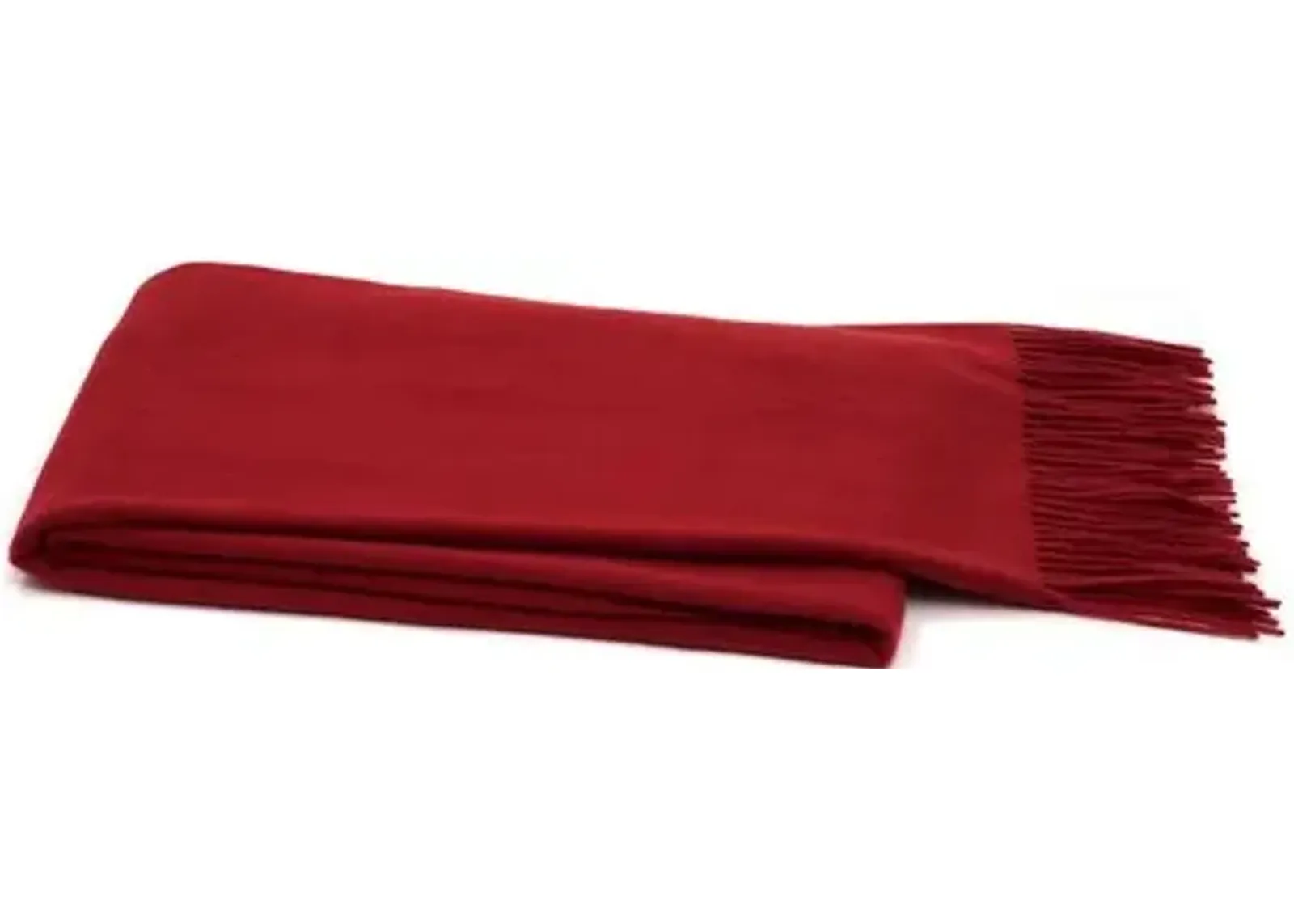 Solid Cashmere Throw - Dark Crimson - Red - Lightweight, Soft, Warm, Fringed