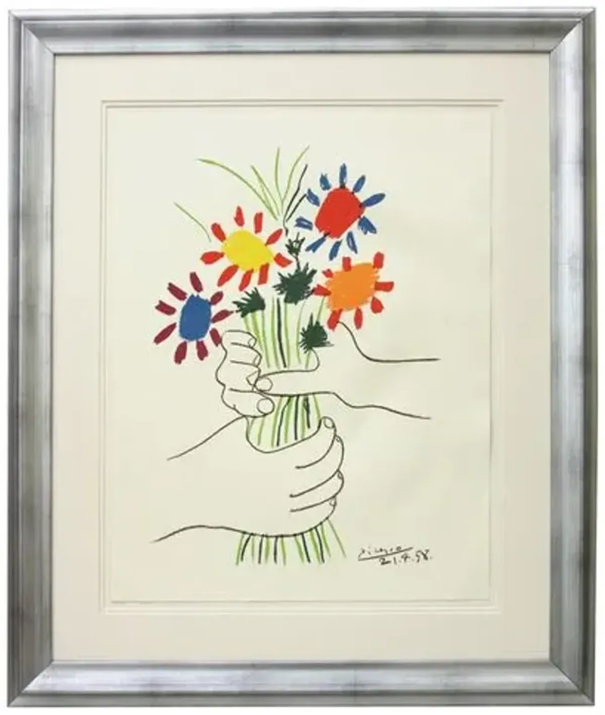 Pablo Picasso - Hands with Flowers - Munn Works - Beige