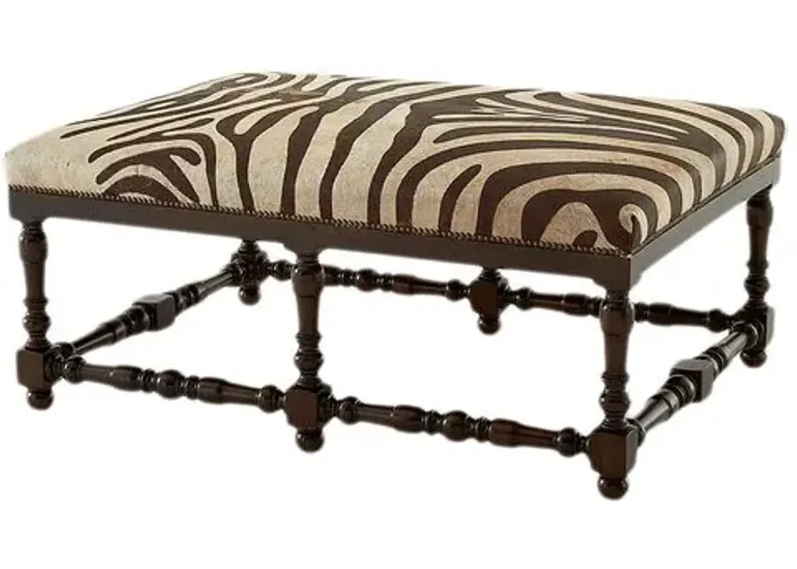 Eva Cocktail Ottoman - Zebra Hide - Massoud - Handcrafted - Brown