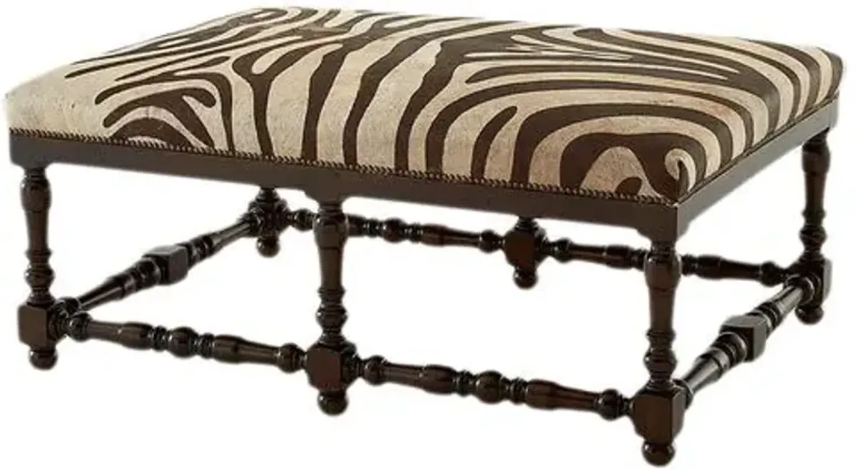 Eva Cocktail Ottoman - Zebra Hide - Massoud - Handcrafted - Brown