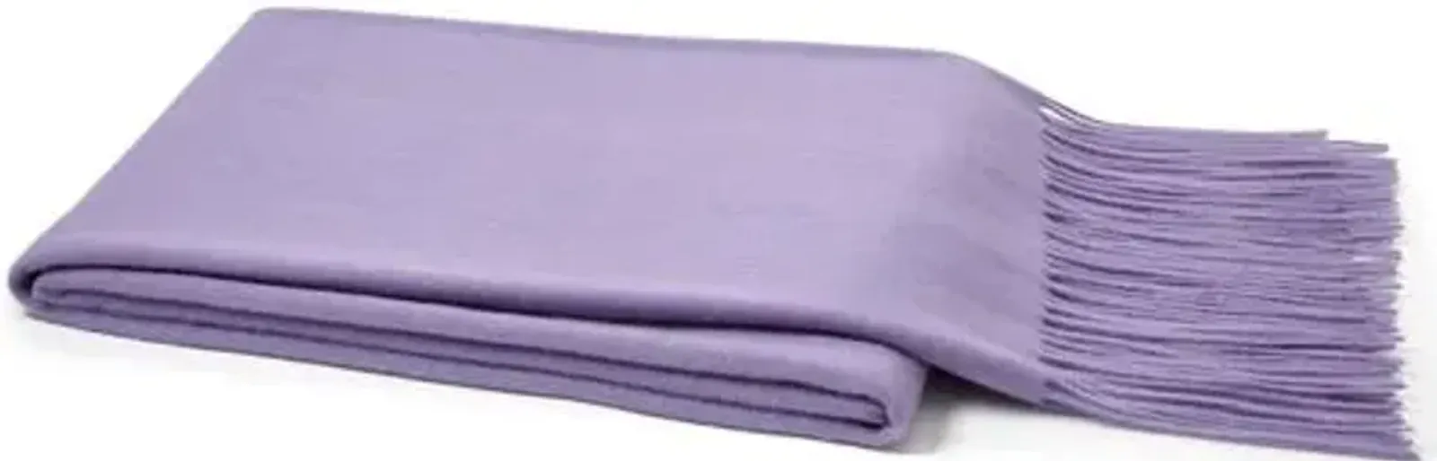 Solid Cashmere Throw - Lavender - Purple - Lightweight, Soft, Warm, Fringed