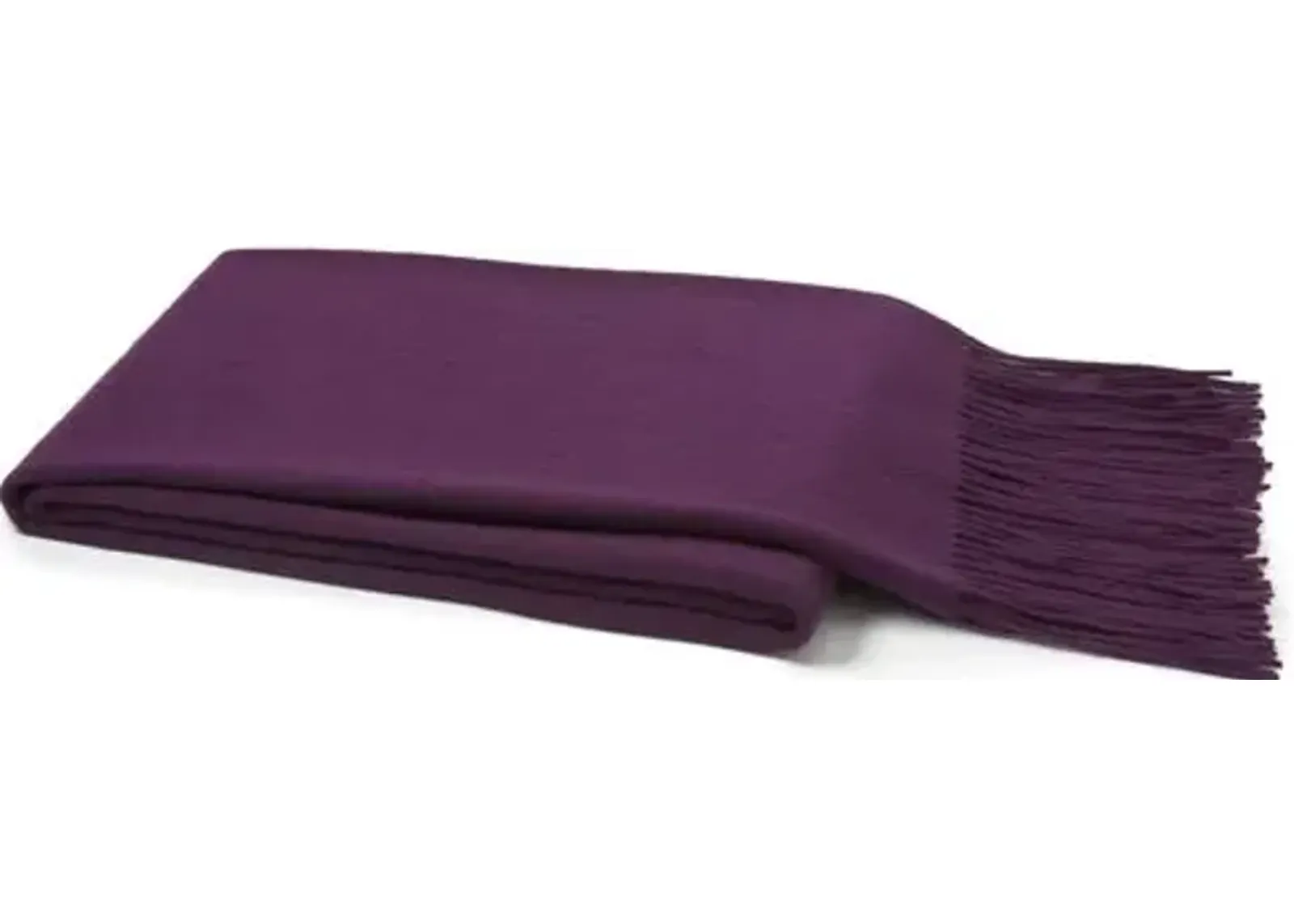 Solid Cashmere Throw - Purple - Lightweight, Soft, Warm, Fringed