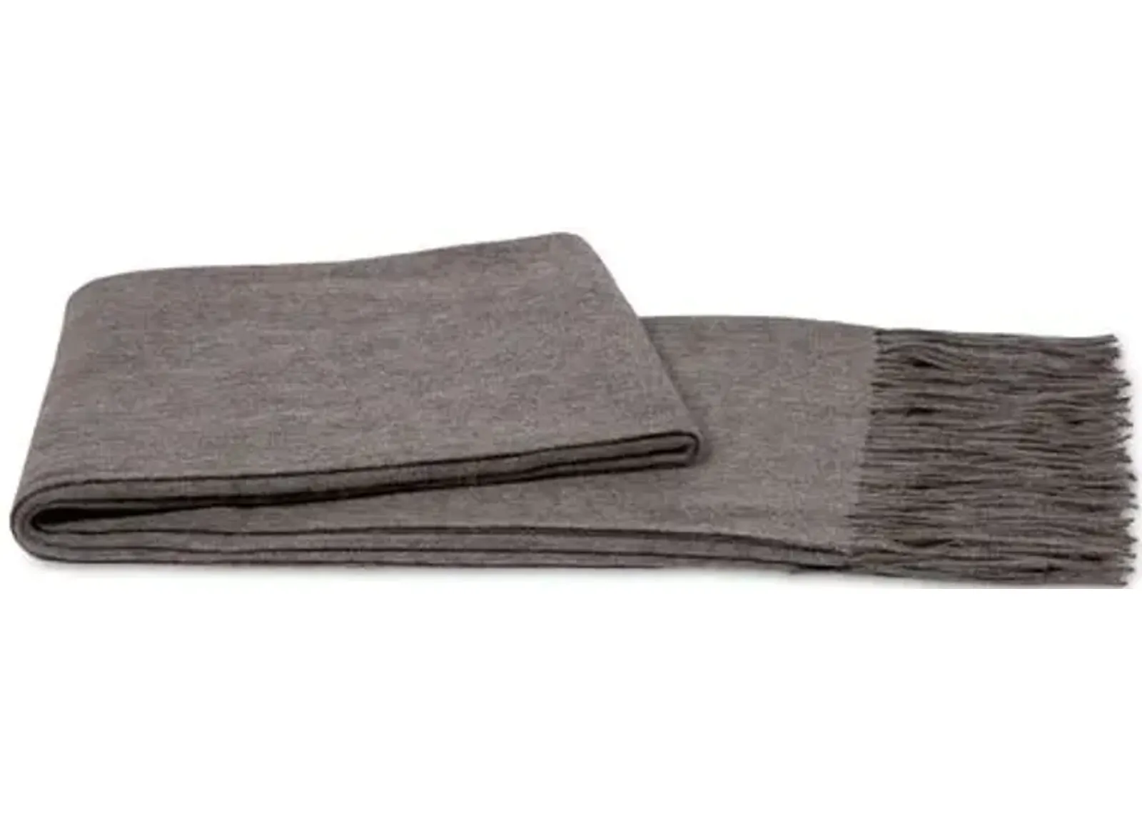 Cashmere-Blend Throw - Heather Gray, Fringed