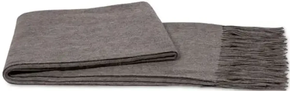 Cashmere-Blend Throw - Heather Gray, Fringed