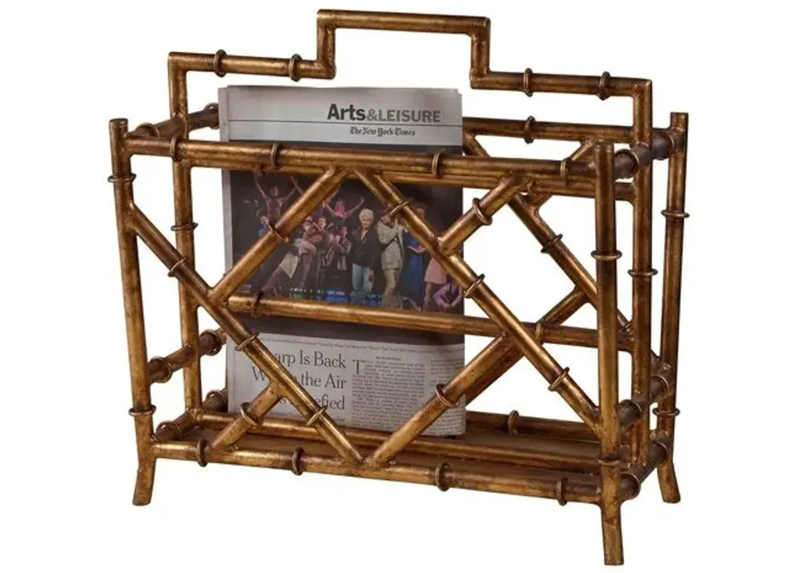 18" Bamboo-Style Magazine Rack - Gold - Brown