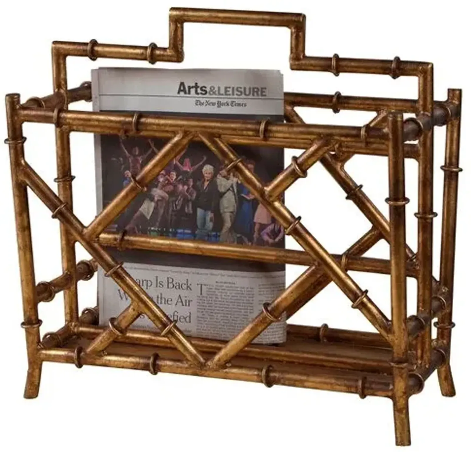 18" Bamboo-Style Magazine Rack - Gold - Brown