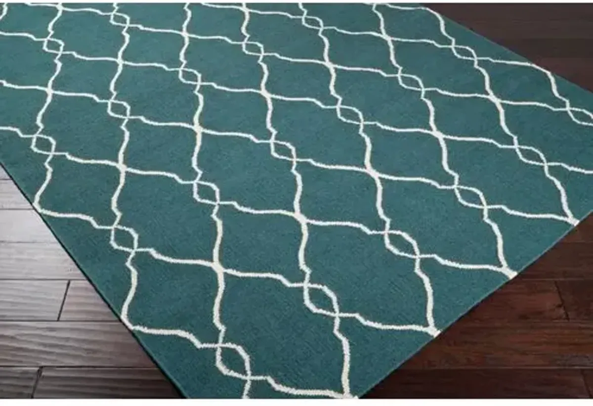 Pippa Flat-Weave Rug - Teal - Blue - Blue