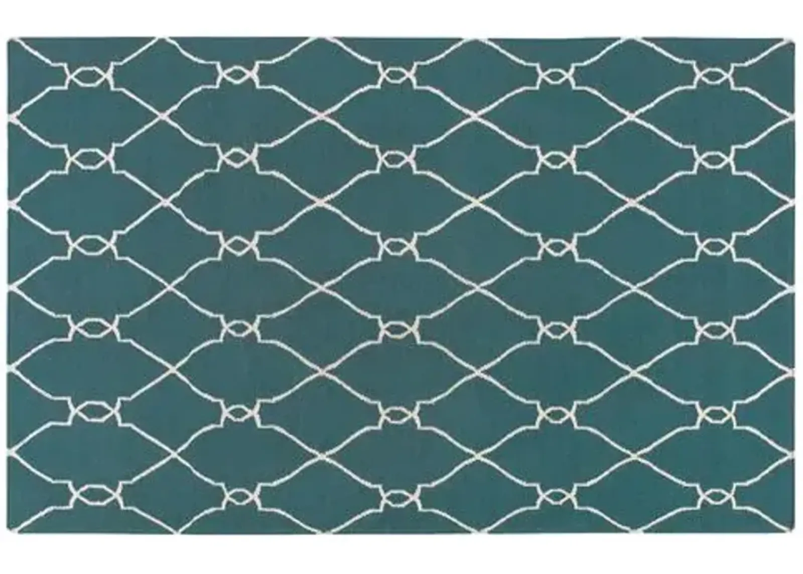 Pippa Flat-Weave Rug - Teal - Blue - Blue