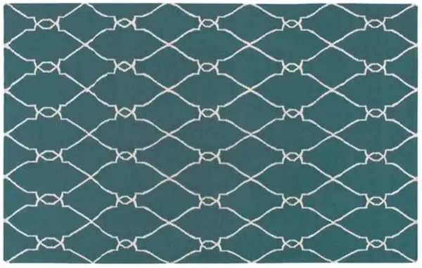 Pippa Flat-Weave Rug - Teal - Blue - Blue