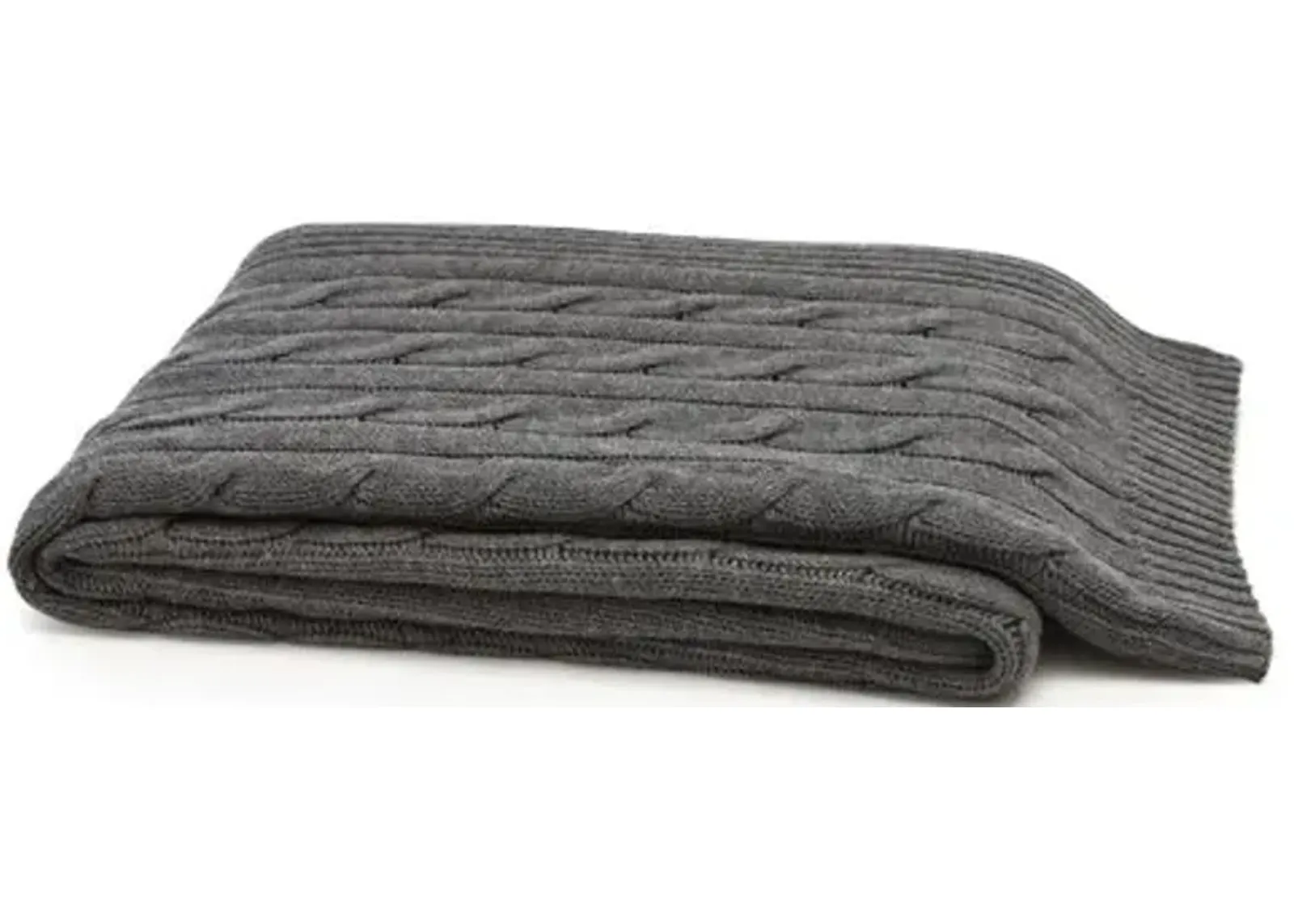 Cable Knit Cashmere-Blend Throw - Gray