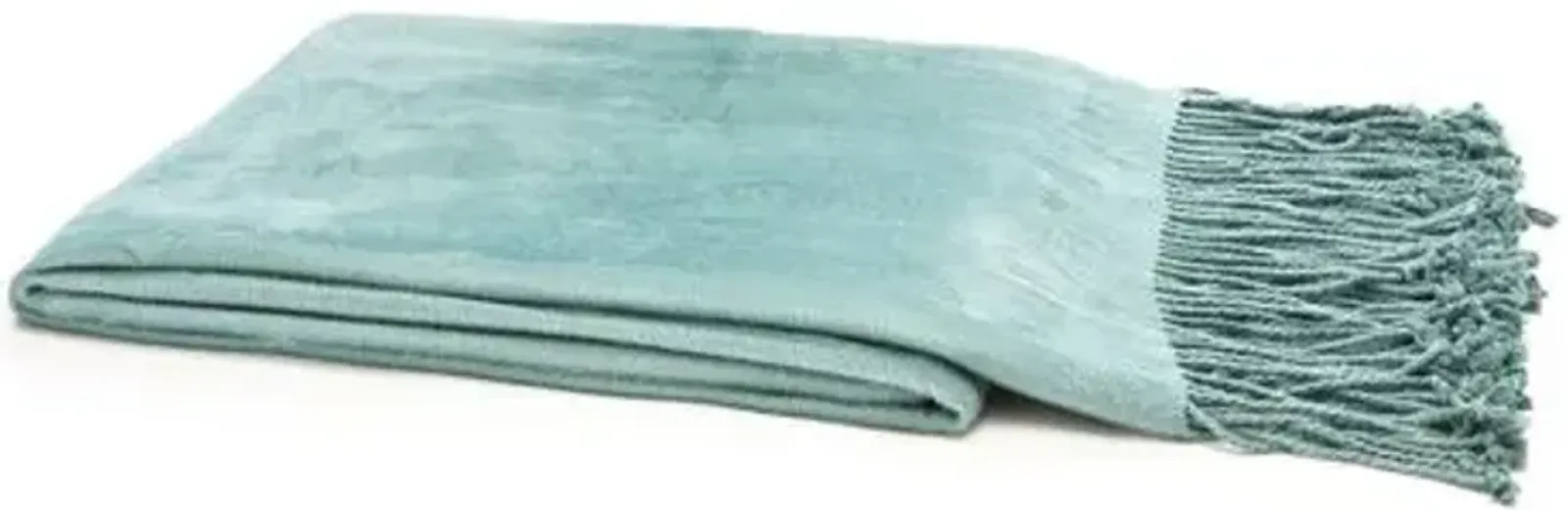 Bamboo Throw - Spa Blue - Gray