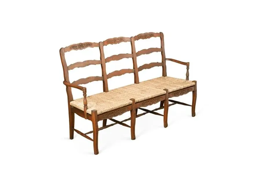 Alexandra 3-Seater Bench - Honey/Straw - Handcrafted - Beige