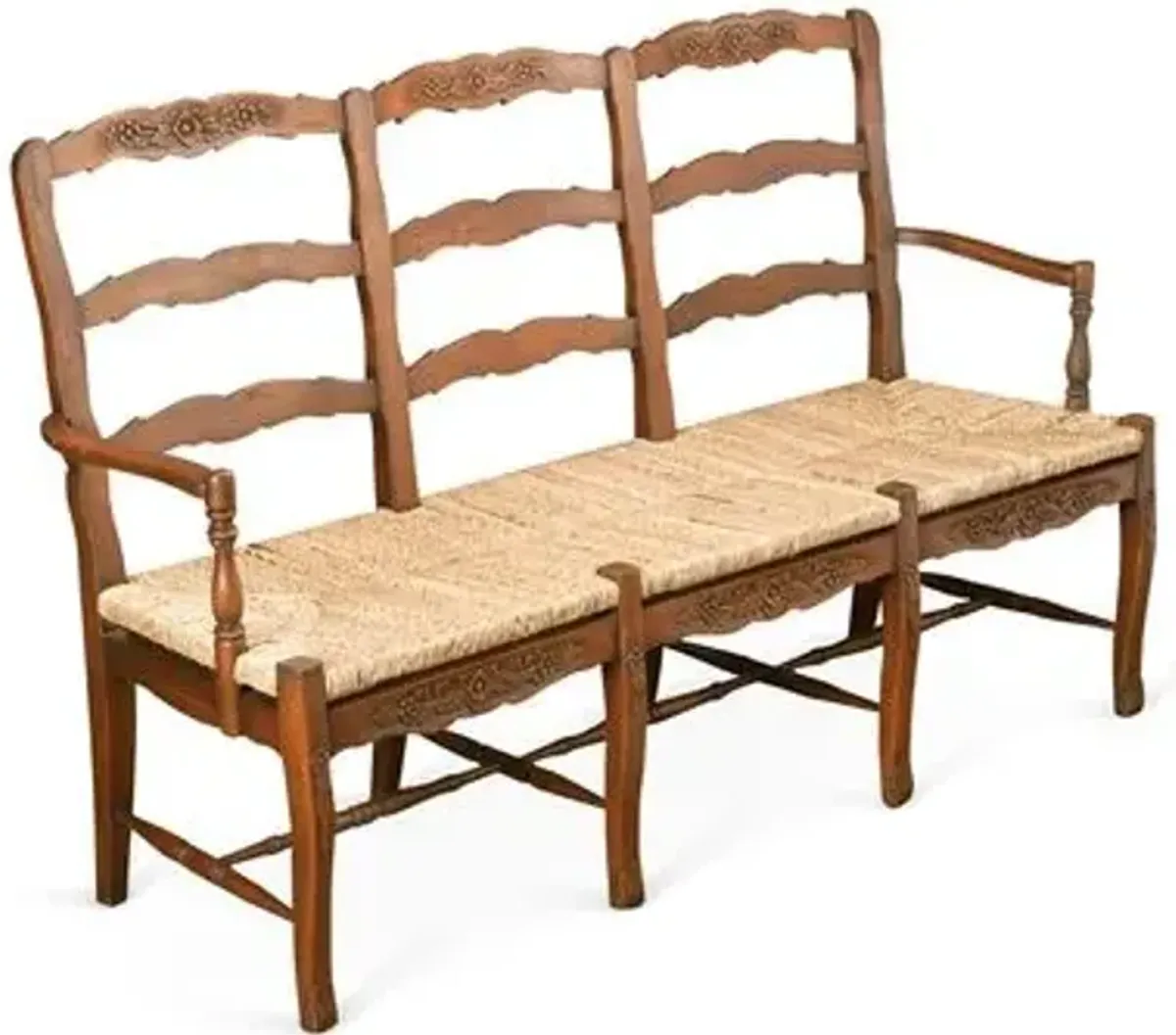 Alexandra 3-Seater Bench - Honey/Straw - Handcrafted - Beige