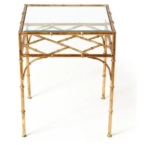 Woodmont Glass-Top Side Table - Gold