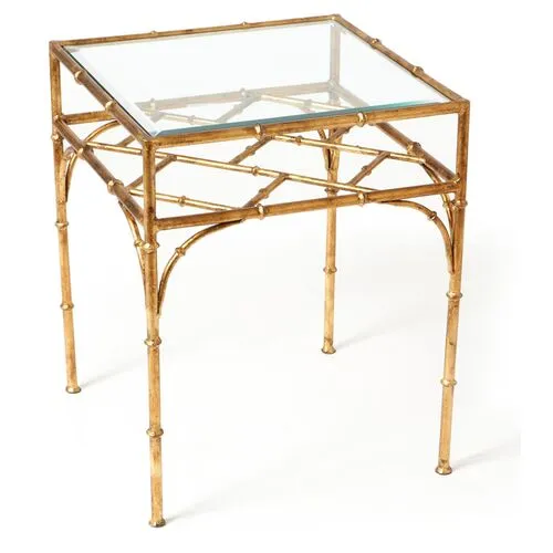 Woodmont Glass-Top Side Table - Gold