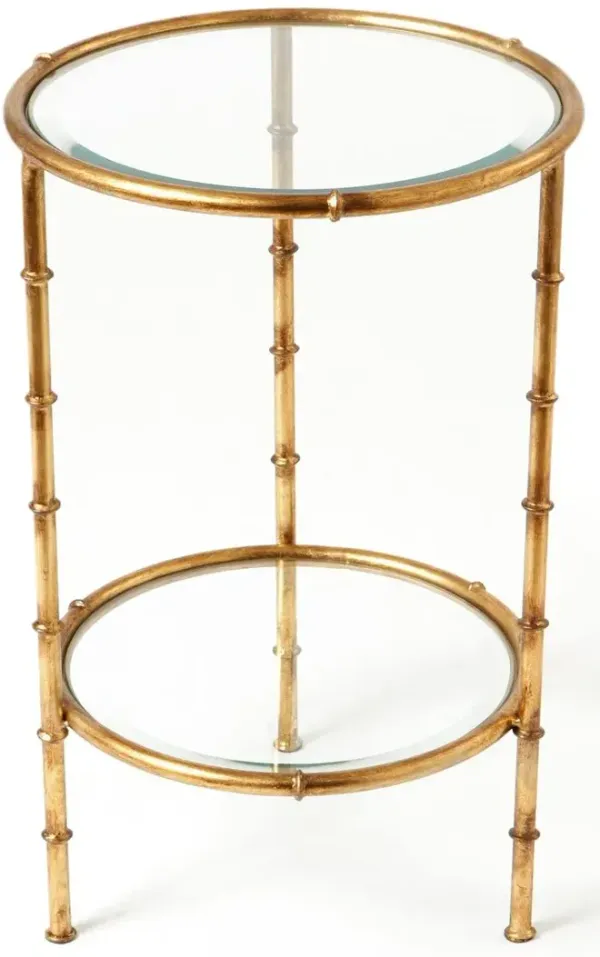 Bamboo Two-Tier Side Table, Gold