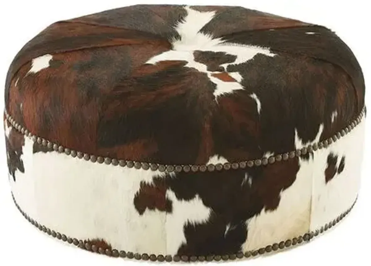 Jackson Cocktail Ottoman - Brown Hide - Massoud - Handcrafted