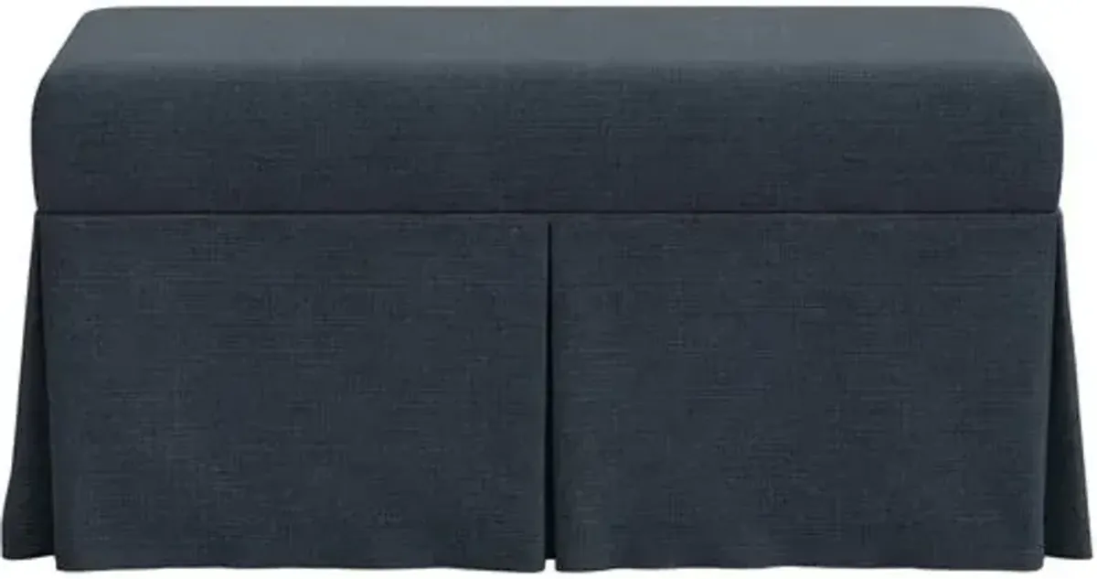 Hayworth Skirted Storage Bench - Linen - Handcrafted in the USA - Blue