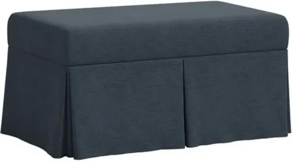 Hayworth Skirted Storage Bench - Linen - Handcrafted in the USA - Blue