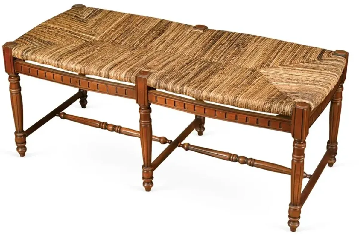 Betsy 51" Woven Bench, Walnut/Jute