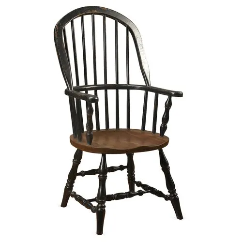 Windsor Armchair - Distressed Black - Handcrafted