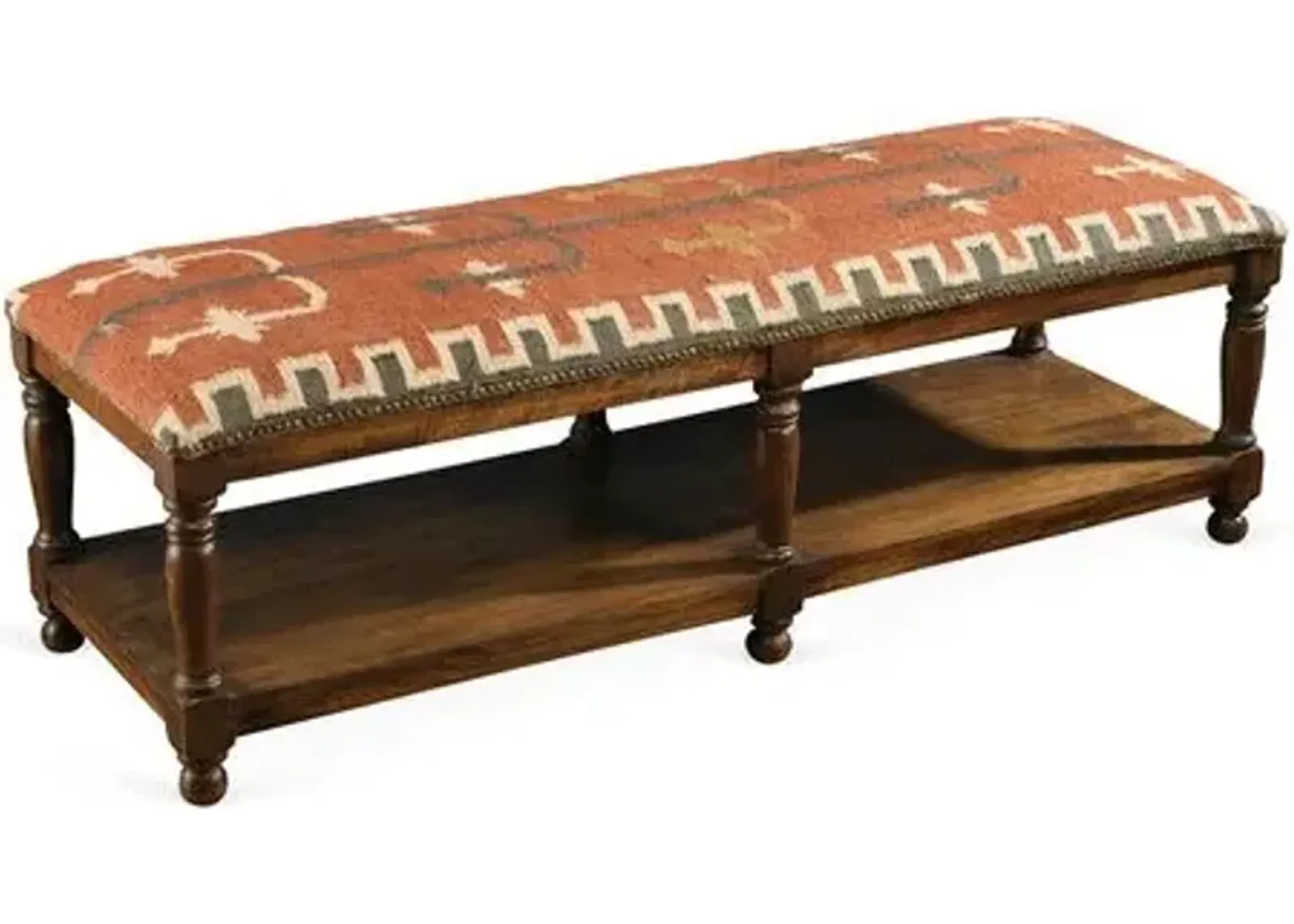 Gideon Bench - Pecan - Handcrafted - Orange