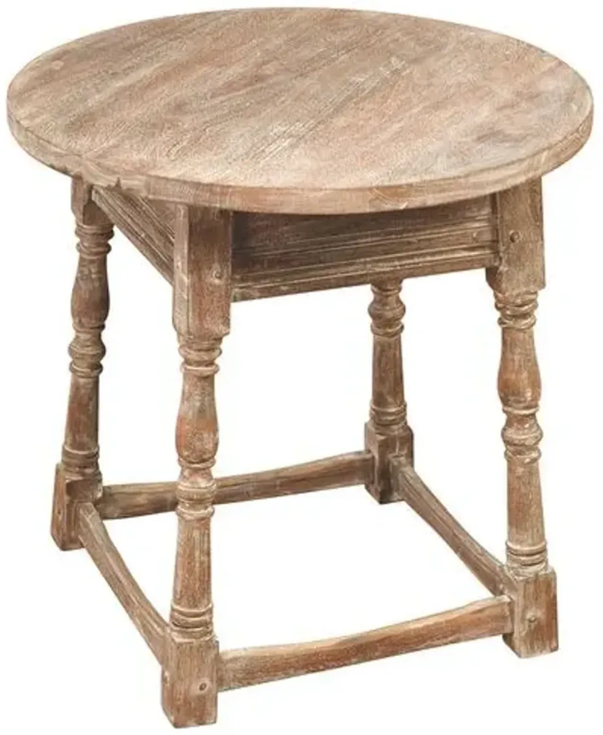 Hazel Side Table - Weathered Oak - Handcrafted - Beige