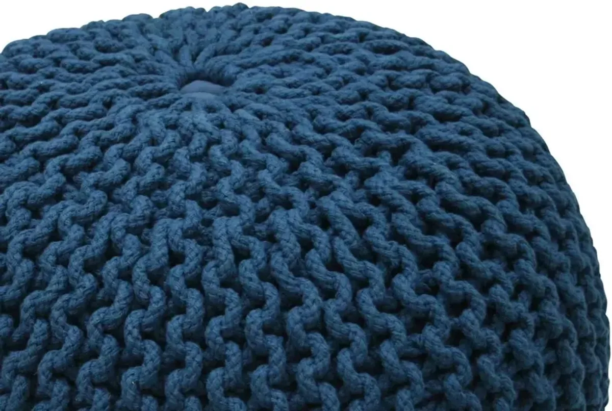 Kelli Knitted Pouf, Navy