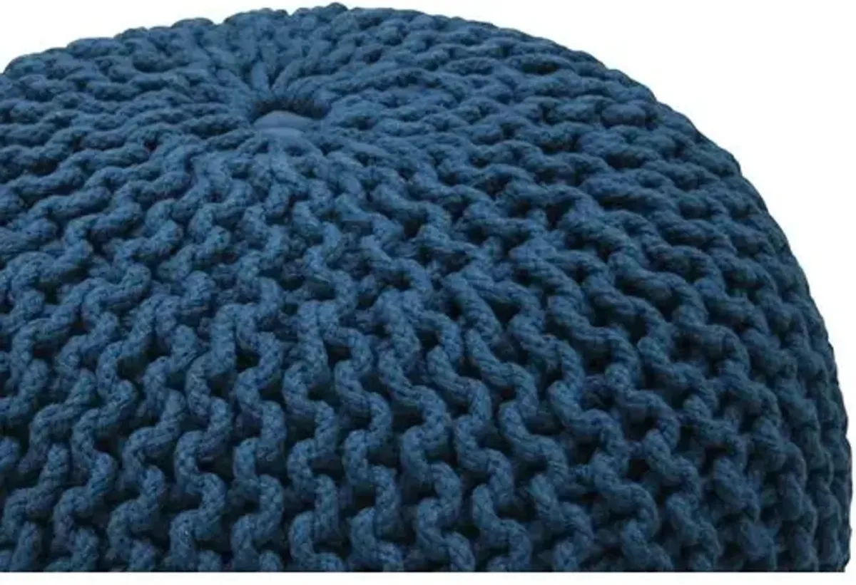 Kelli Knitted Pouf - Navy - Blue