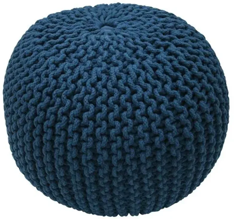 Kelli Knitted Pouf - Navy - Blue