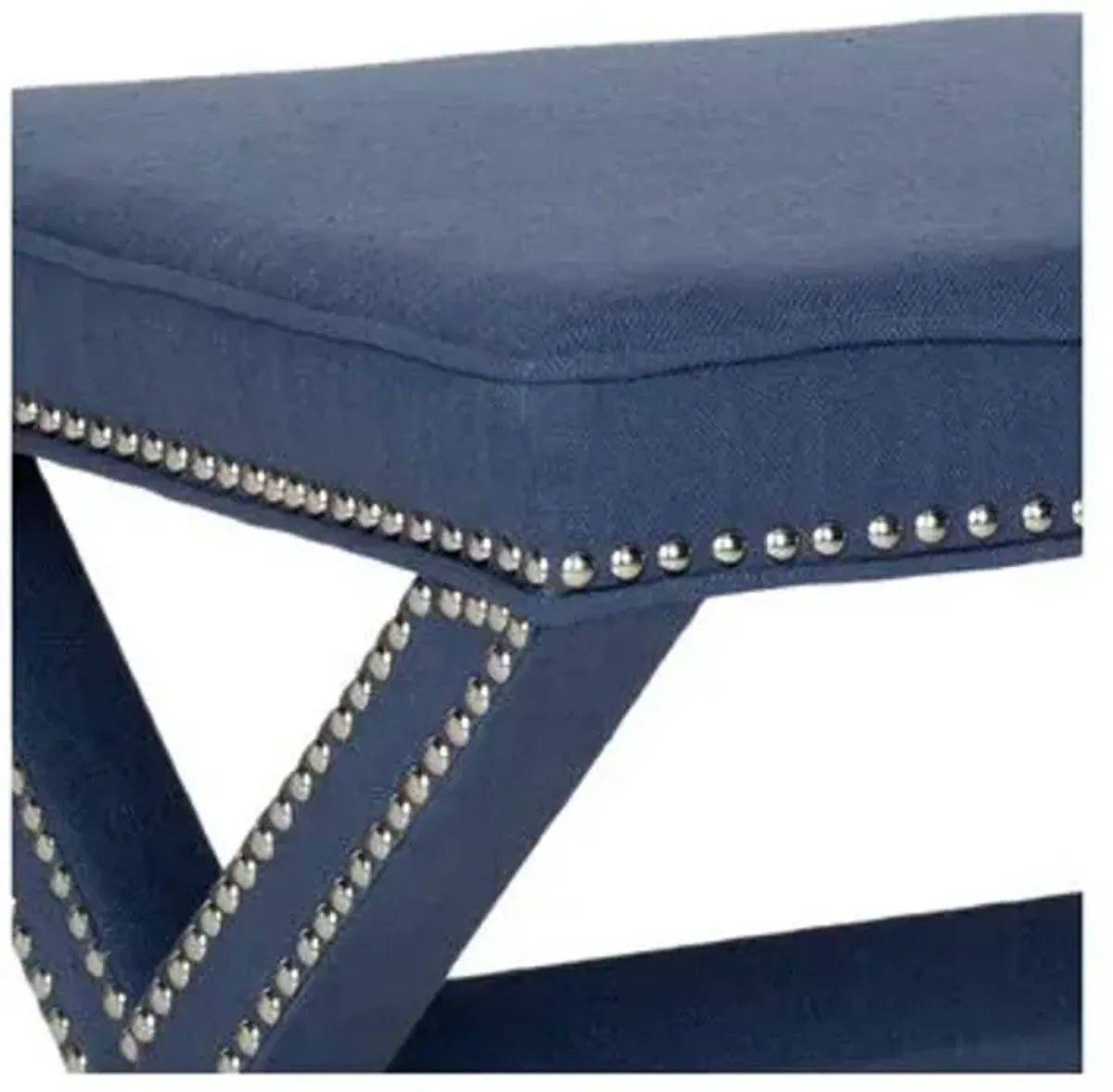 Palmer Ottoman - Indigo/Silver - Blue