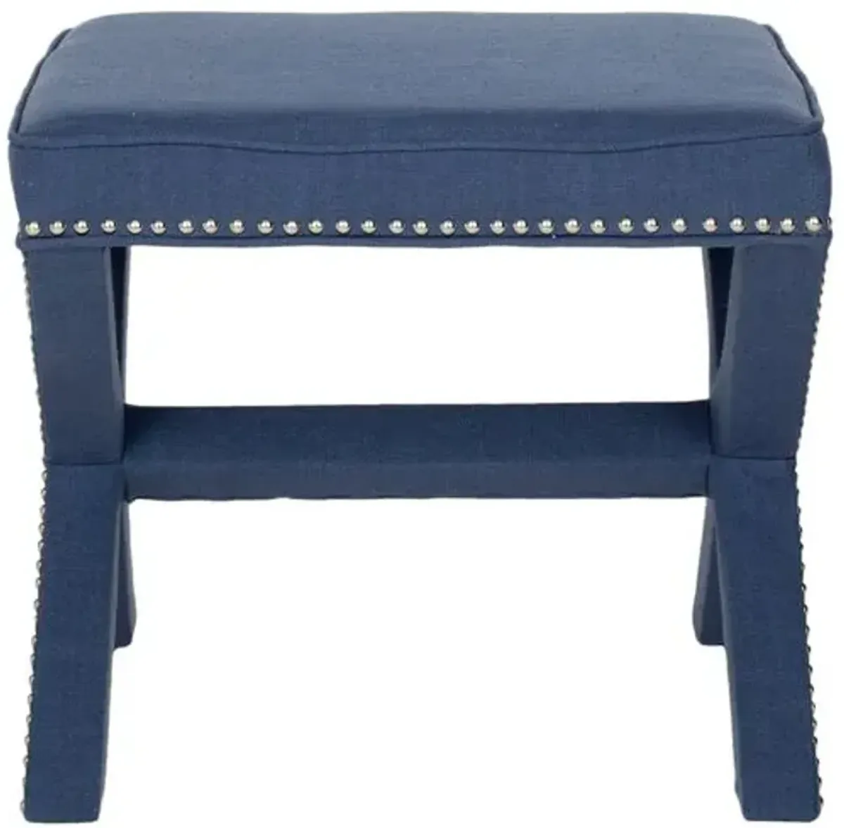 Palmer Ottoman - Indigo/Silver - Blue