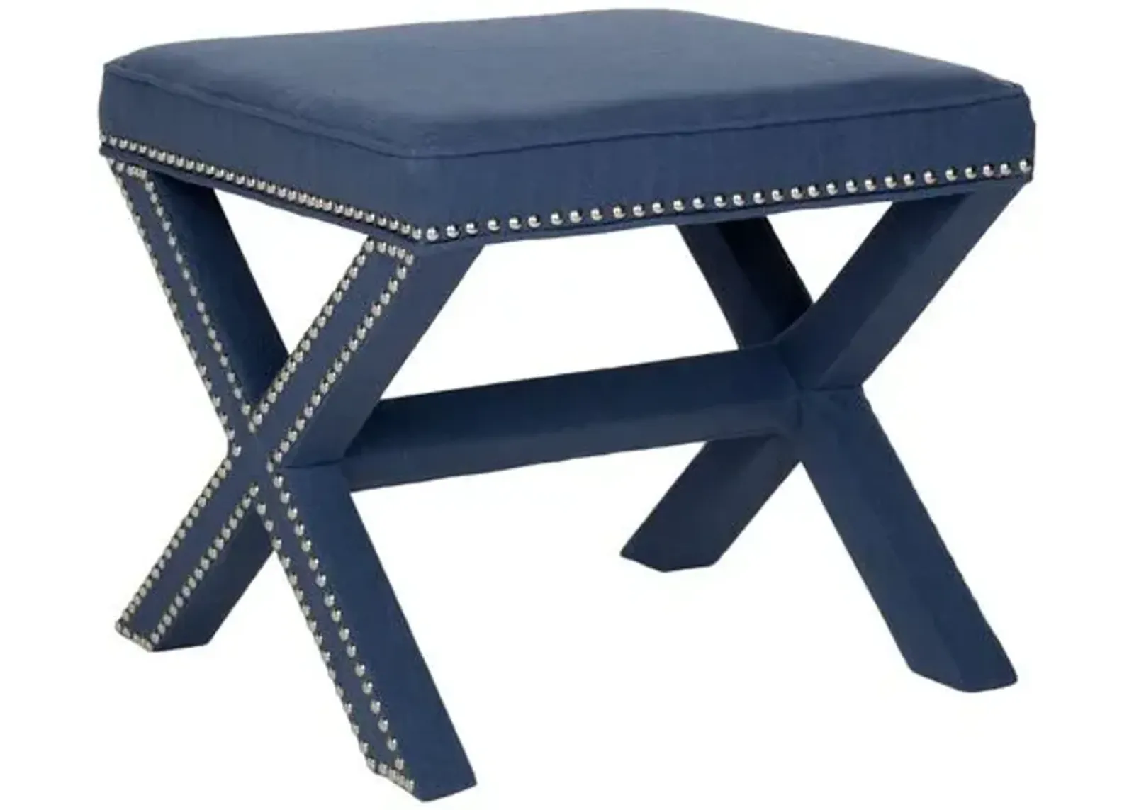 Palmer Ottoman - Indigo/Silver - Blue