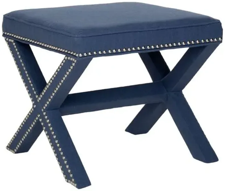 Palmer Ottoman - Indigo/Silver - Blue