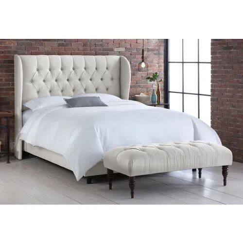 Reed Wingback Bed - Handcrafted - Beige