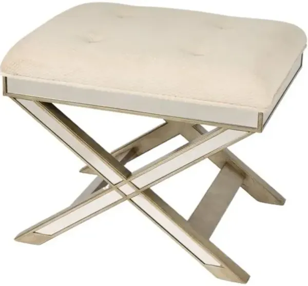 Graham Mirrored Ottoman - Silver - Handcrafted