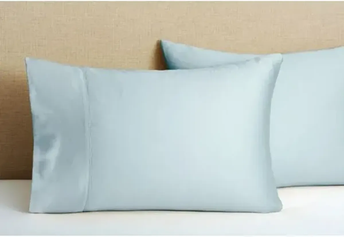 Set of 2 Hem Stitch Pillowcases - Azure - Belle Epoque