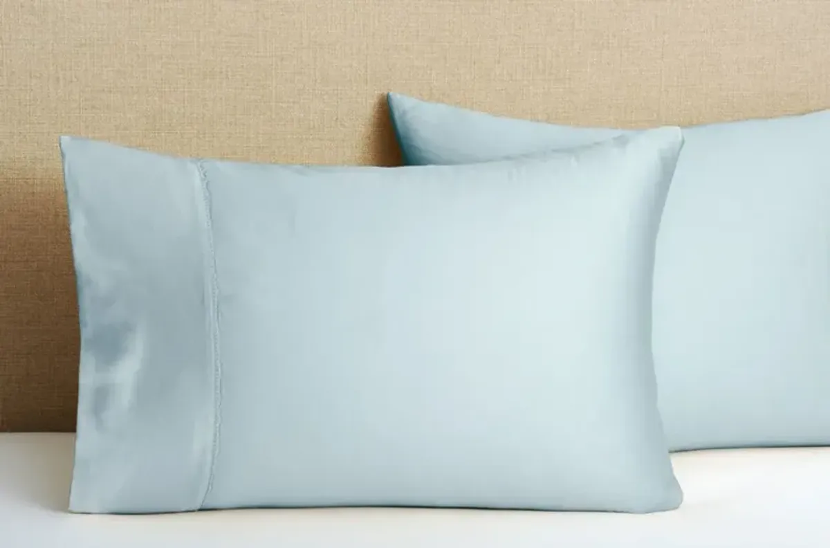 Set of 2 Hem Stitch Pillowcases - Azure - Belle Epoque