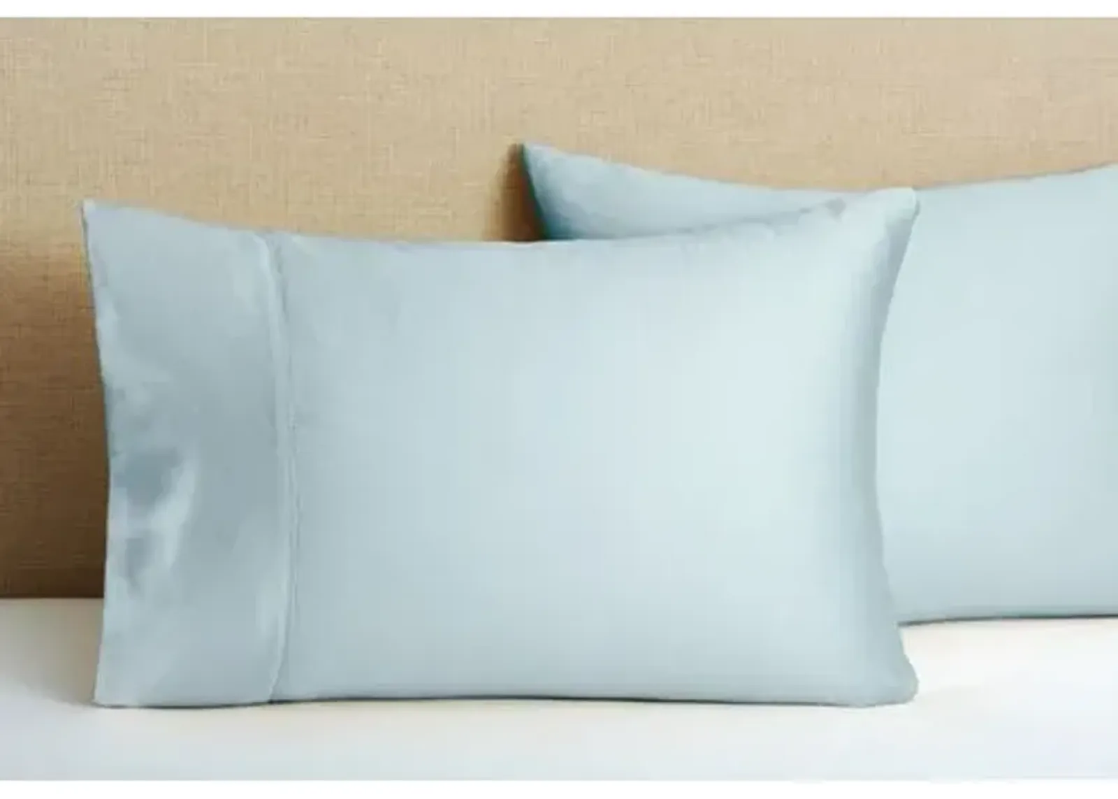 Set of 2 Hem Stitch Pillowcases - Azure - Belle Epoque