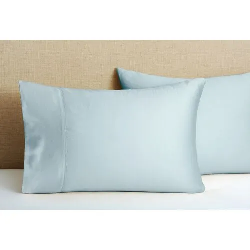 Set of 2 Hem Stitch Pillowcases - Azure - Belle Epoque