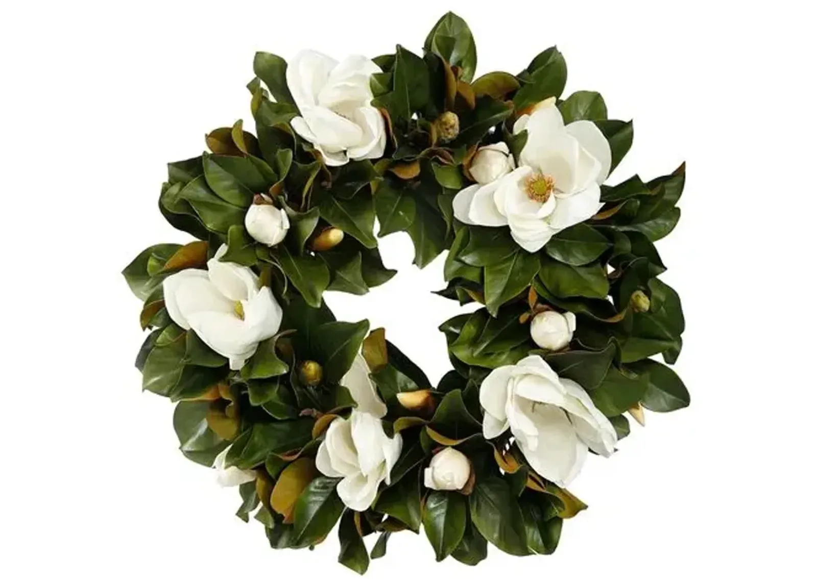 30'' Magnolia Wreath - Faux - White