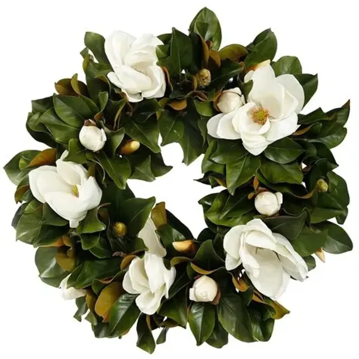 30'' Magnolia Wreath - Faux - White