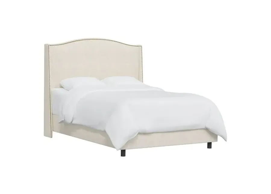 Cole Wingback Bed - Linen - Beige, Comfortable, Durable